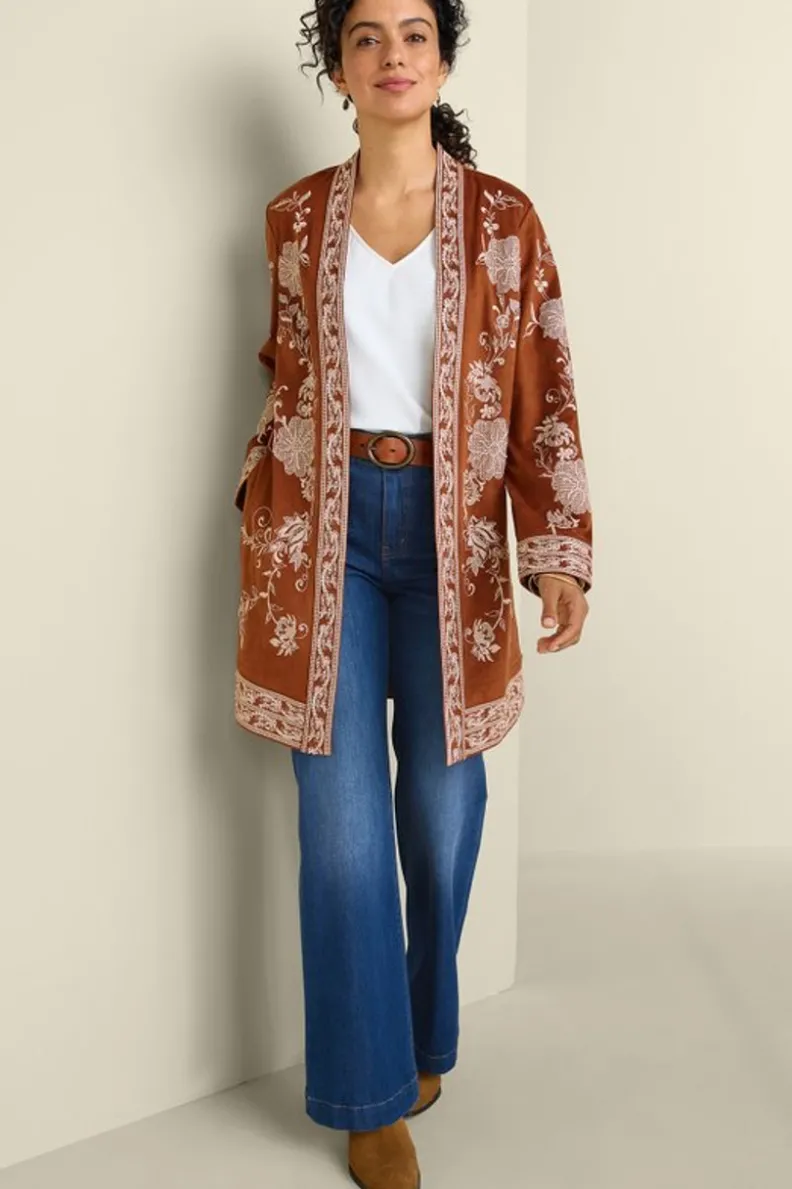 Outlet Soft Surroundings Marienne Faux Suede Jacket Auburn
