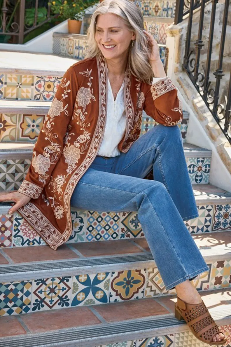 Outlet Soft Surroundings Marienne Faux Suede Jacket Auburn