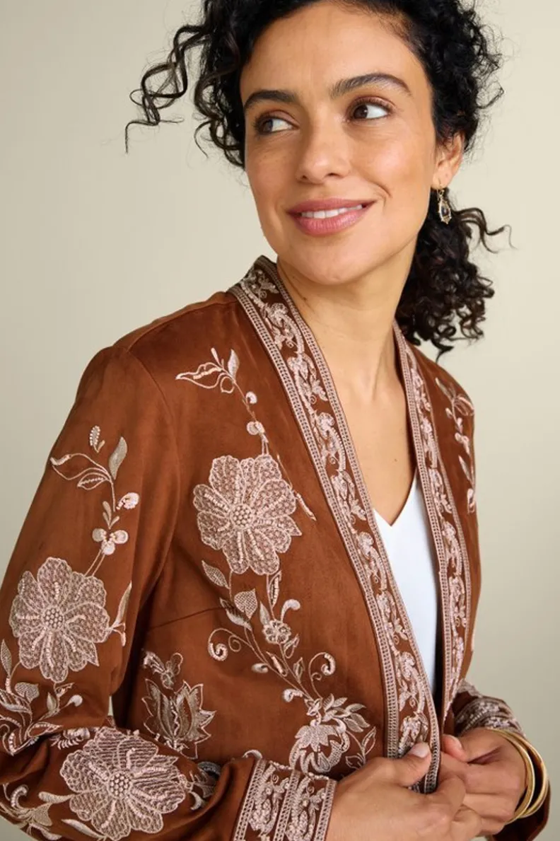 Outlet Soft Surroundings Marienne Faux Suede Jacket Auburn