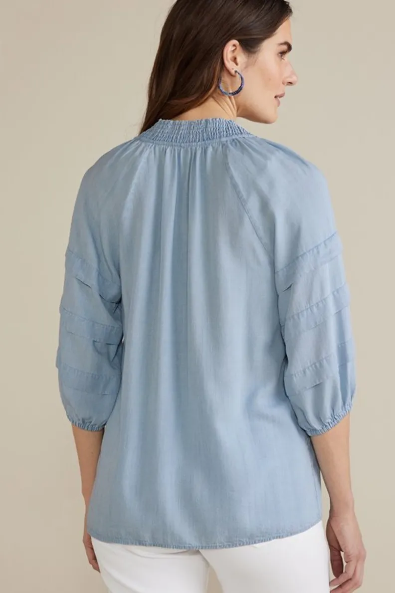 Clearance Soft Surroundings Marisol Tencel™ Top LightChambray