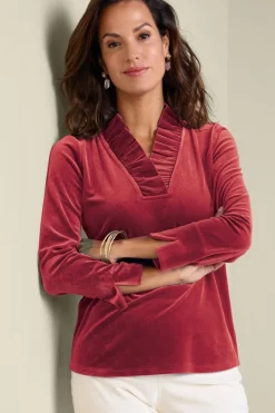 Fashion Soft Surroundings Marlee Ruffle Velvet Top
