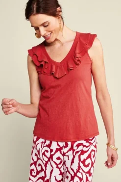 Sale Soft Surroundings Marybeth Ruffle Tank AmericanBeauty