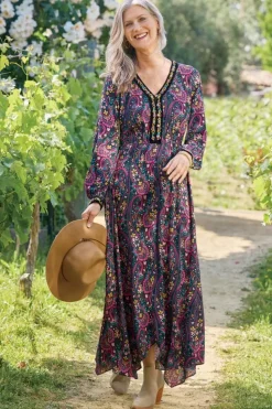 Fashion Soft Surroundings Meena Maxi Dress PaisleyGardenMulti