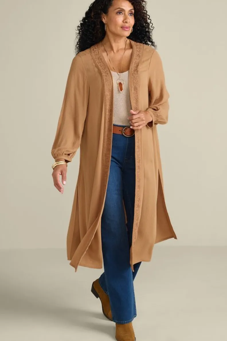 Fashion Soft Surroundings Megara Gauze Topper BrownSugar