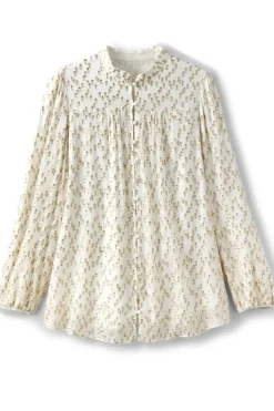 Clearance Soft Surroundings Mila Metallic Blouse IvoryPearl