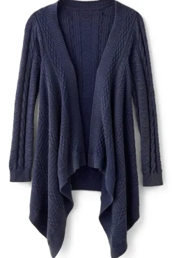 Outlet Soft Surroundings Minah Cable Knit Cardigan DenimBlue