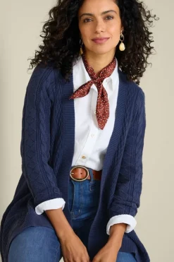 Outlet Soft Surroundings Minah Cable Knit Cardigan DenimBlue