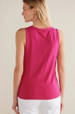 Hot Soft Surroundings Mistral Supima Slub Tank PinkPeacock