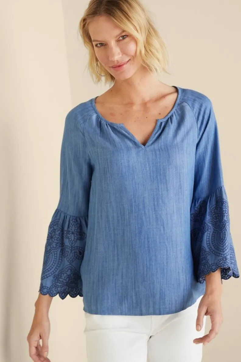 New Soft Surroundings Misty Tencel™ Shirt MediumWash