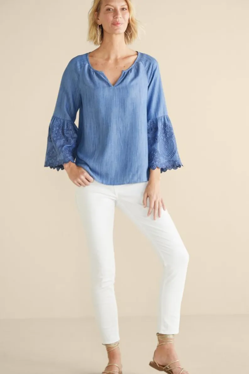 New Soft Surroundings Misty Tencel™ Shirt MediumWash
