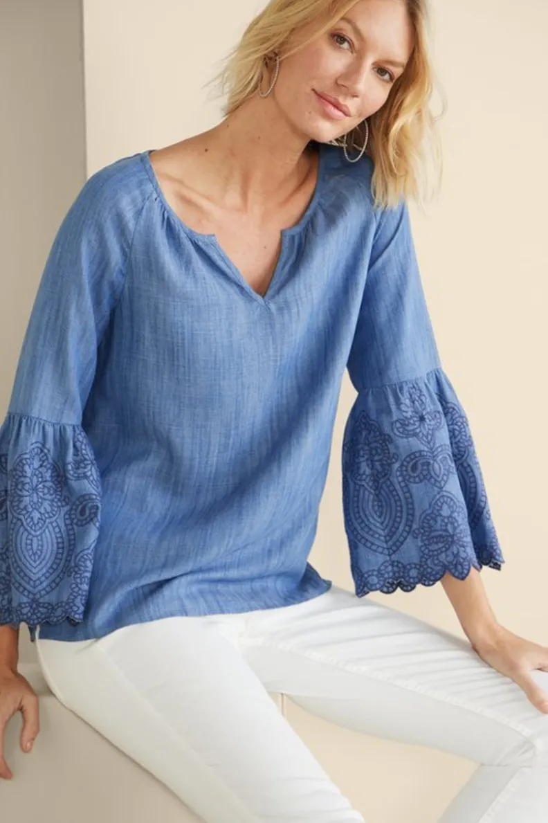 New Soft Surroundings Misty Tencel™ Shirt MediumWash