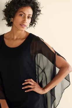 Fashion Soft Surroundings Morlaix Silk Dress Black