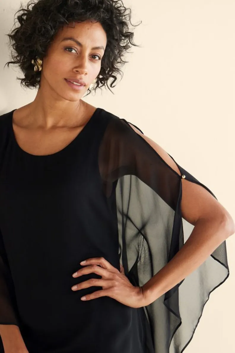 Fashion Soft Surroundings Morlaix Silk Dress Black