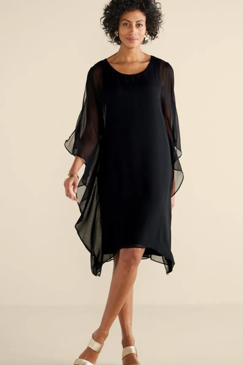 Fashion Soft Surroundings Morlaix Silk Dress Black