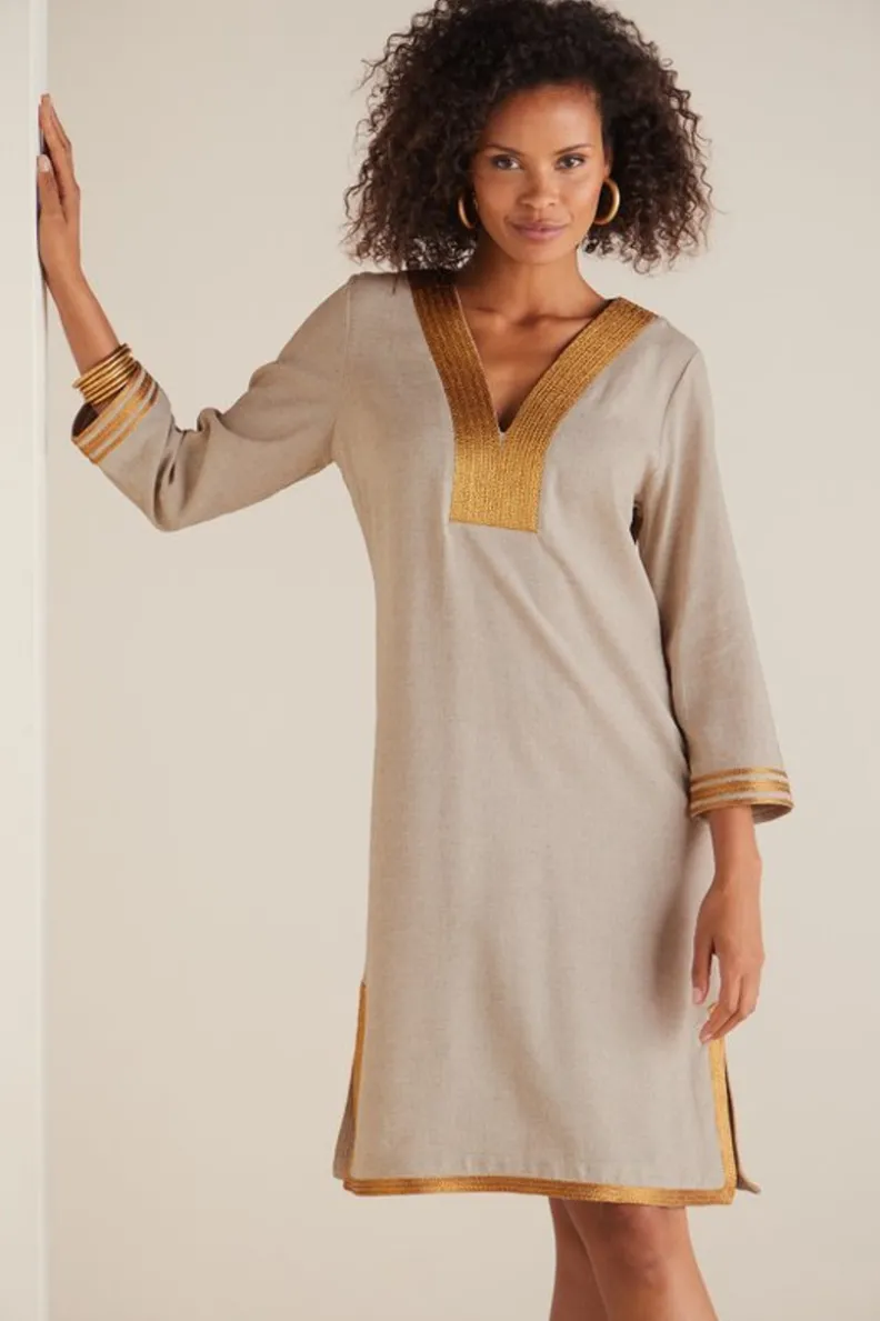 New Soft Surroundings Myla Caftan NaturalLinen