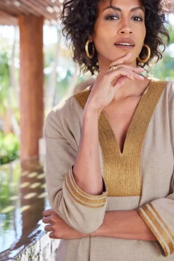 New Soft Surroundings Myla Caftan NaturalLinen