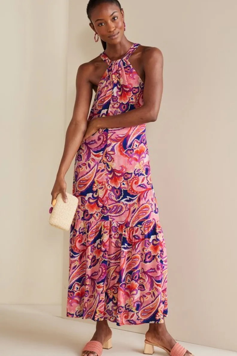 Sale Soft Surroundings Nalani Gauze Maxi Dress IslandSunPaisleyCoral