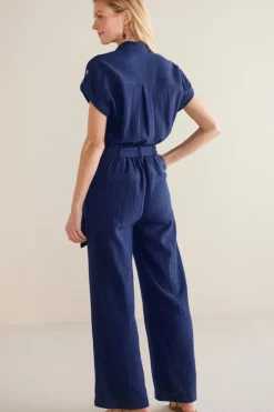 New Soft Surroundings Natasha Gauze Jumpsuit Navy