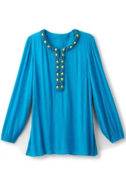 Sale Soft Surroundings Nellie Gauze Tunic BlueDanube