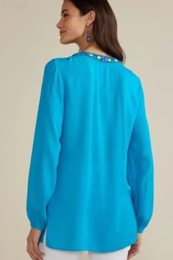 Sale Soft Surroundings Nellie Gauze Tunic BlueDanube