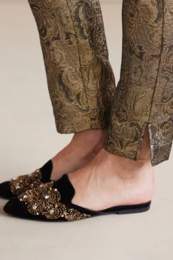 Discount Soft Surroundings Nevina Jacquard Trouser GoldFloral