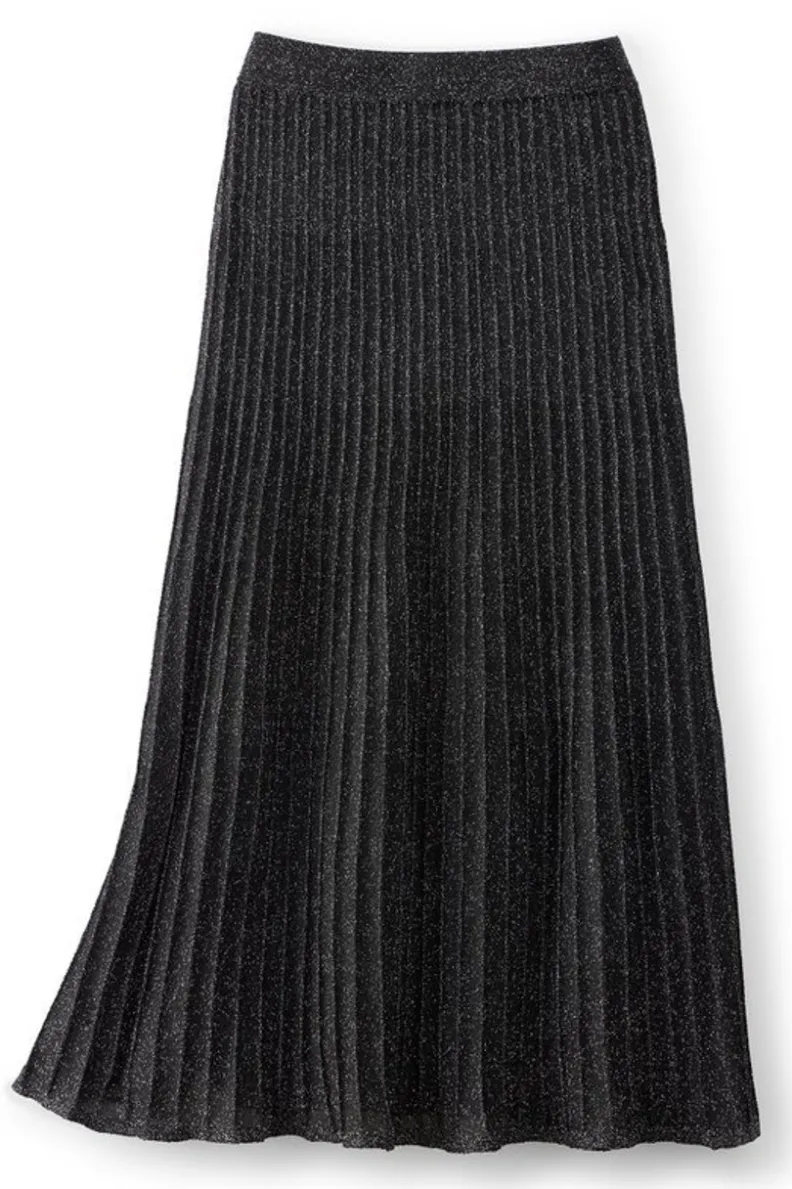 Clearance Soft Surroundings Nisha Knit Pleated Skirt Black/Silver