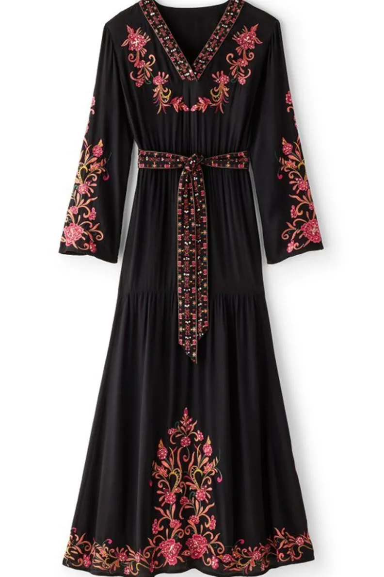 Outlet Soft Surroundings Onyx Embellished Maxi Dress Black