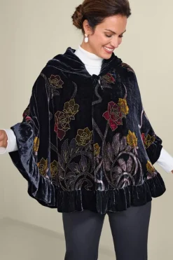 Hot Soft Surroundings Palara Velvet Wrap BlackMulti