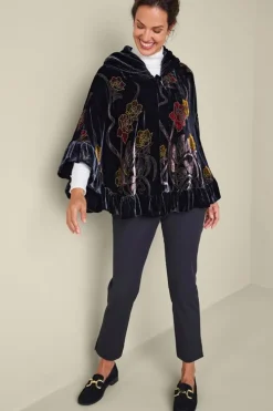 Hot Soft Surroundings Palara Velvet Wrap BlackMulti