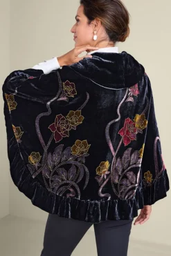 Hot Soft Surroundings Palara Velvet Wrap BlackMulti