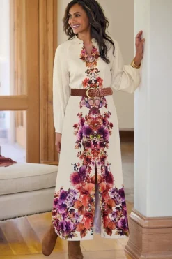 Outlet Soft Surroundings Paulette Shirtdress MultiFloral