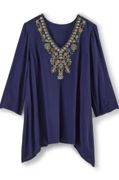 Online Soft Surroundings Paulina Gauze Pullover Navy