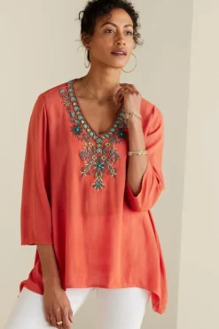 Online Soft Surroundings Paulina Gauze Pullover Navy