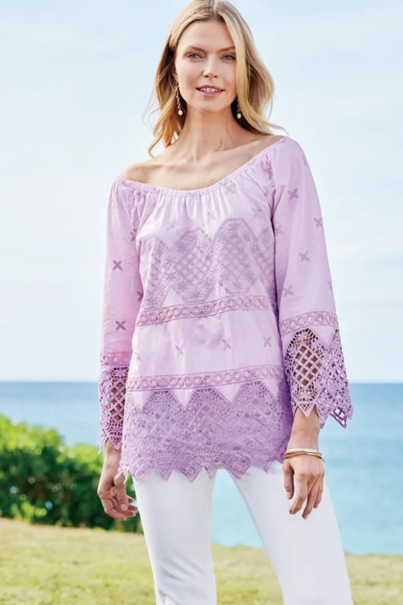 Hot Soft Surroundings Pilar Off The Shoulder Top OrchidBloom