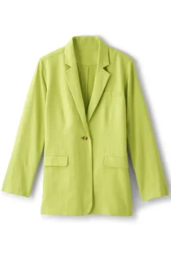 New Soft Surroundings Portofino Linen Blend Boyfriend Blazer Lime