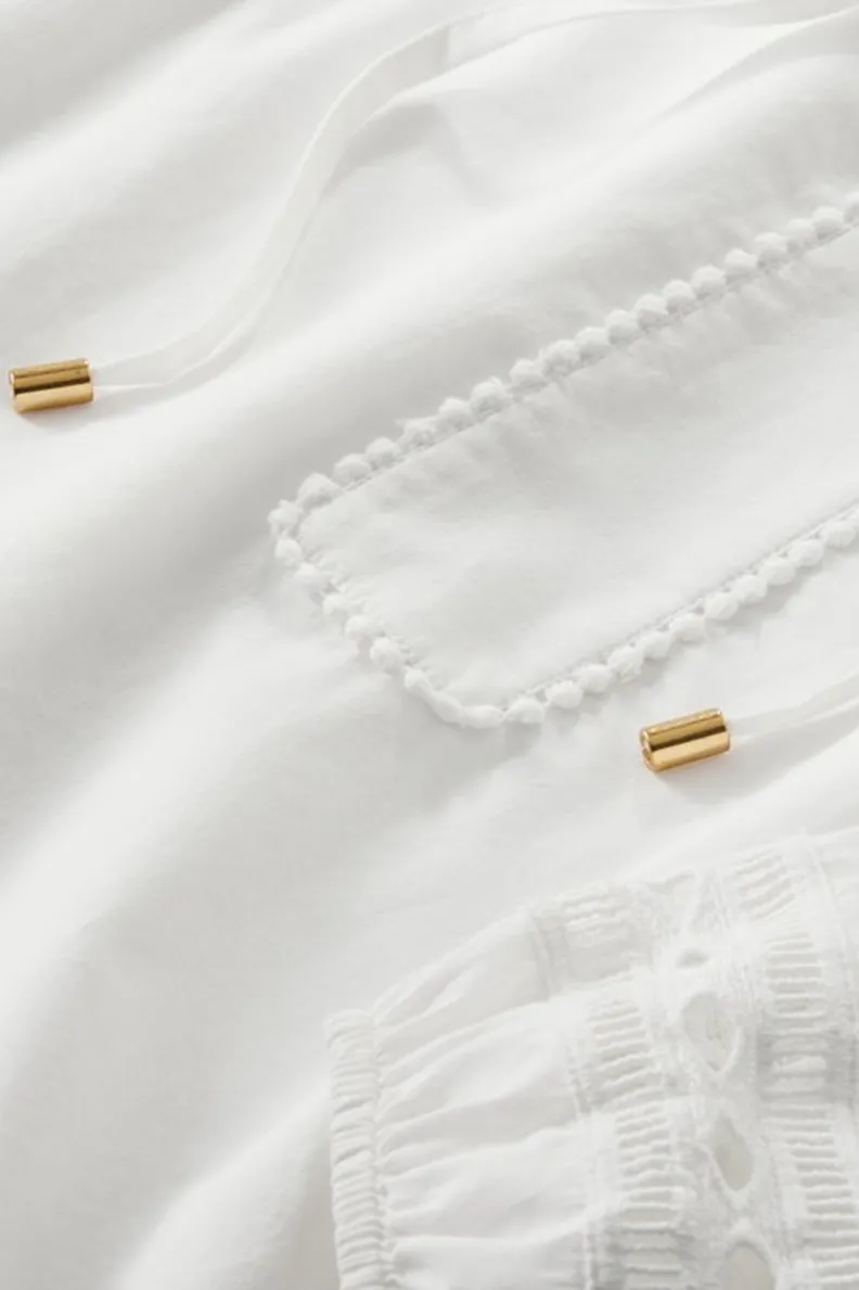 Discount Soft Surroundings Prospera Lace Trim Top IvoryPearl