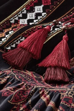 New Soft Surroundings Quinn Maxi Dress FlowingPaisleyBlack+Red