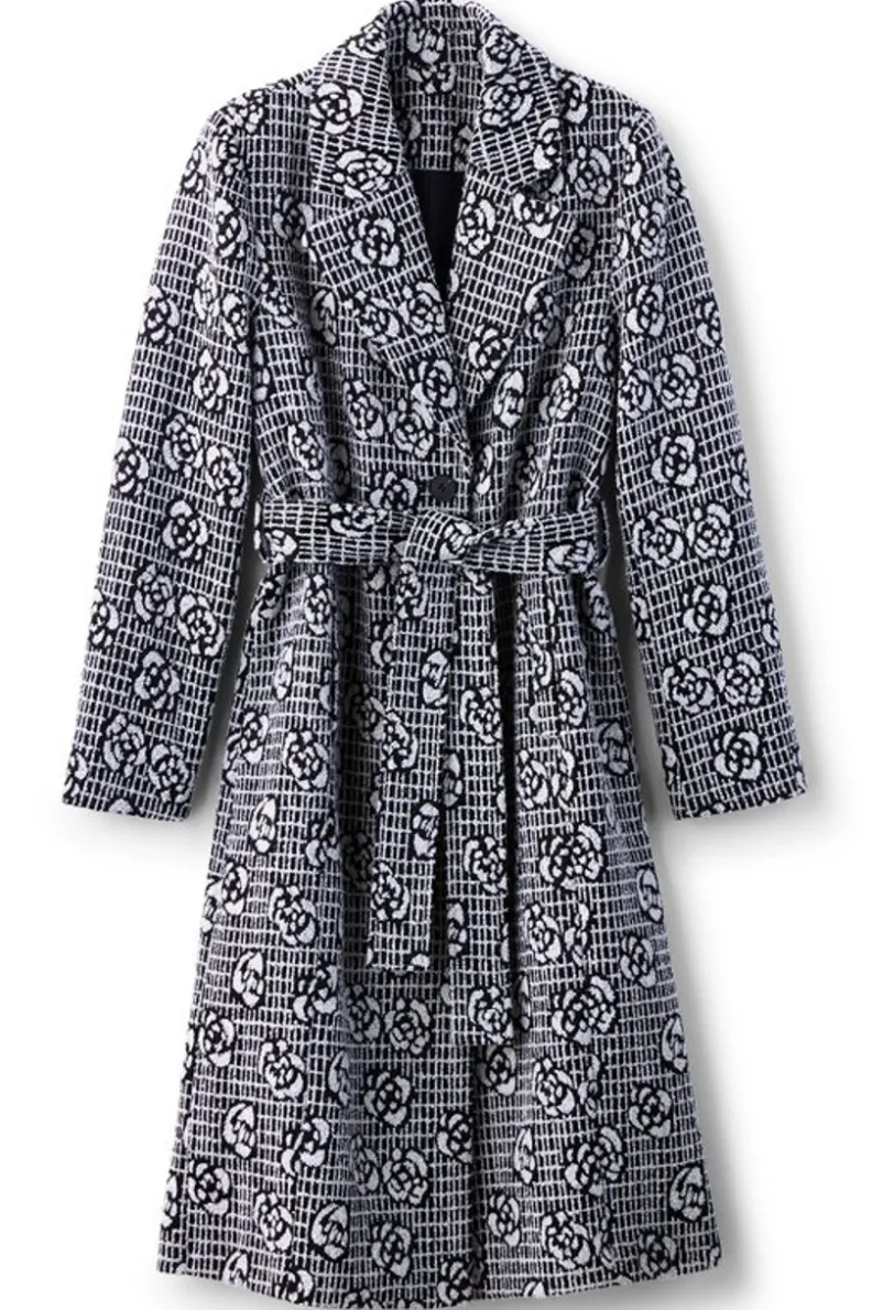 Sale Soft Surroundings Rami Jacquard Coat Black/White
