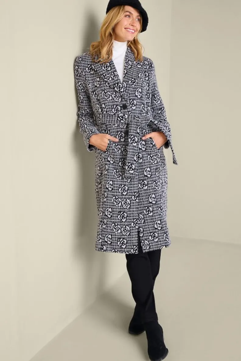 Sale Soft Surroundings Rami Jacquard Coat Black/White