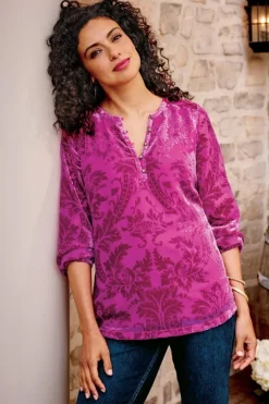 New Soft Surroundings Reesha Velvet Top Sangria