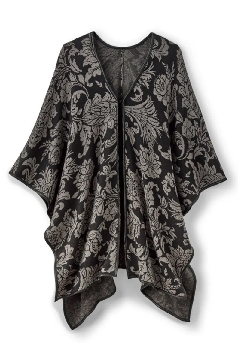 Online Soft Surroundings Rian Jacquard Ruana NeutralFloral