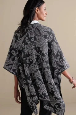 Online Soft Surroundings Rian Jacquard Ruana NeutralFloral