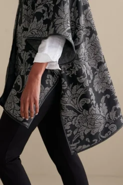 Online Soft Surroundings Rian Jacquard Ruana NeutralFloral