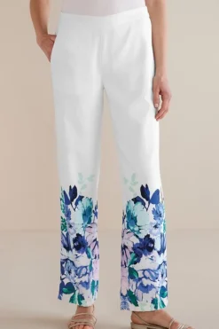 Online Soft Surroundings Ronna Linen Blend Wide Leg Pants WatercolorFloral