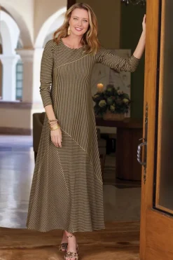 New Soft Surroundings Ryley Dress Brown/BlackStripe