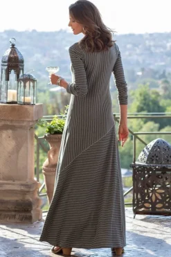 New Soft Surroundings Ryley Dress Brown/BlackStripe