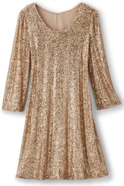 Discount Soft Surroundings Sancerre Sequin Dress GoldSequin