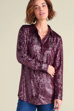 Hot Soft Surroundings Sancerre Sequin Shirt