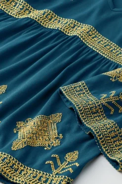 Hot Soft Surroundings Setara 3/4 Sleeve Top MoroccanBlue