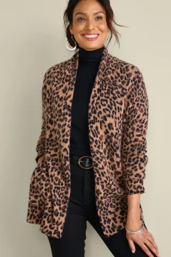Online Soft Surroundings Sibyl Cashmere Printed Cardigan Leopard